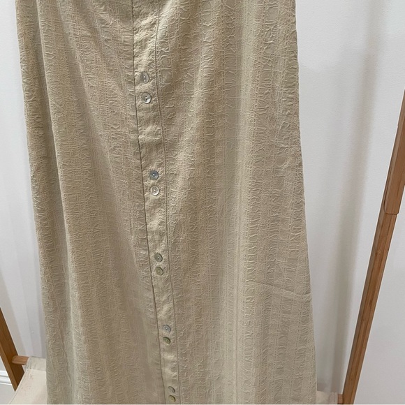 Oak + Fort Textured Ruffle Button Front Maxi Sun Dress in Beige - S - Picture 3 of 6